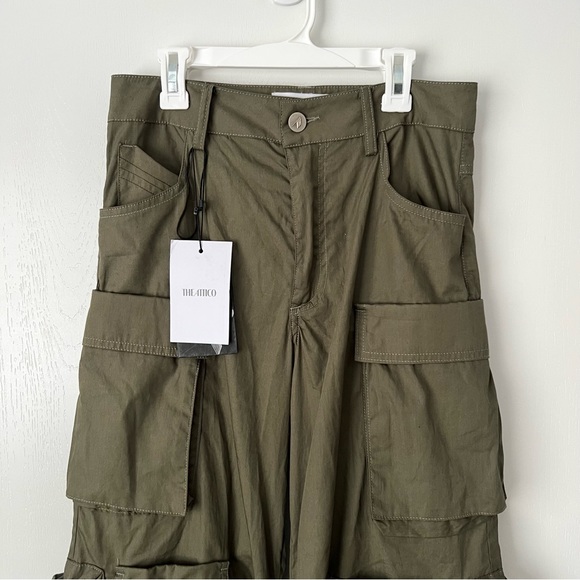 🆕 THE ATTICO Fern Military Wide Leg Cargo Pants in Green Sz 00/XXS - Picture 4 of 9